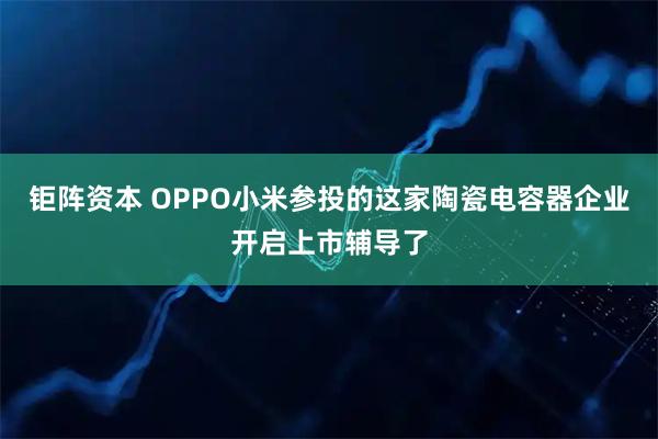 钜阵资本 OPPO小米参投的这家陶瓷电容器企业开启上市辅导了